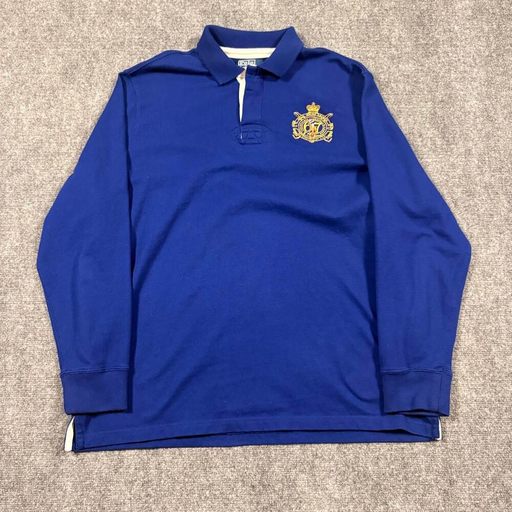 vintage 90s polo ralph lauren 67 crest logo long sleeve rugby polo